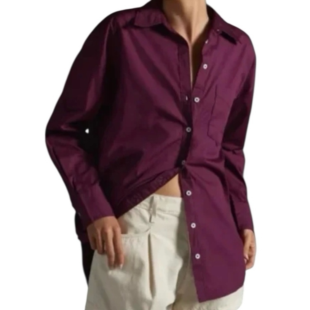 Anthropologie Deep Plum Button-Up Shirt